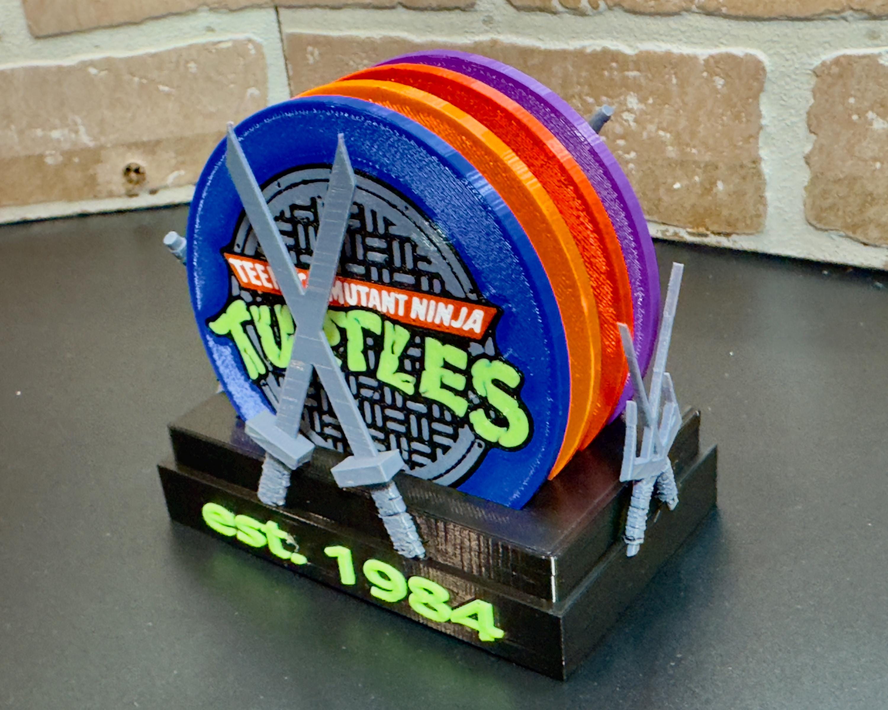TMNT-Inspired 3D Printed Coaster Set with Holder - product photo 3