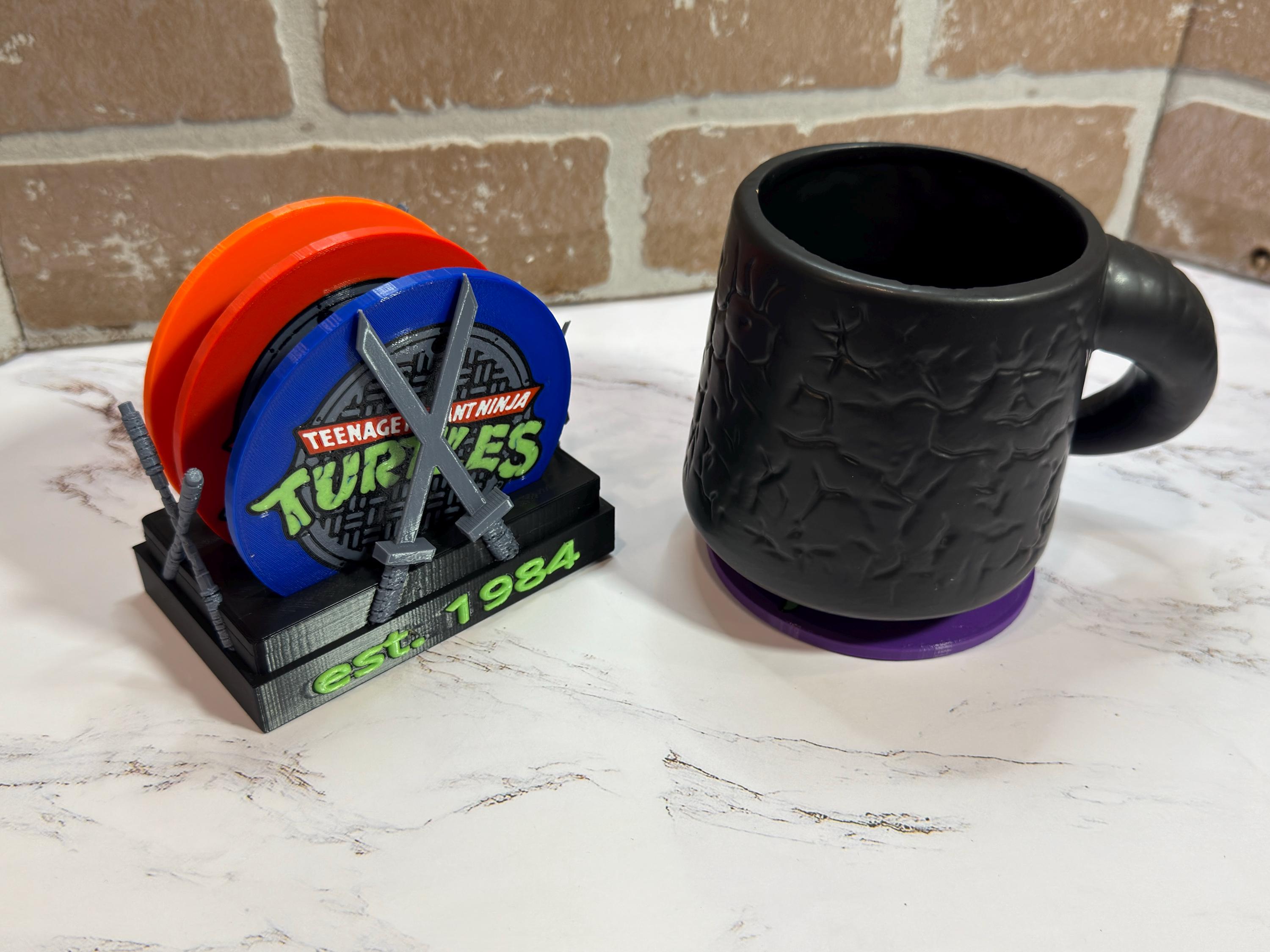 TMNT-Inspired 3D Printed Coaster Set with Holder - product photo 2
