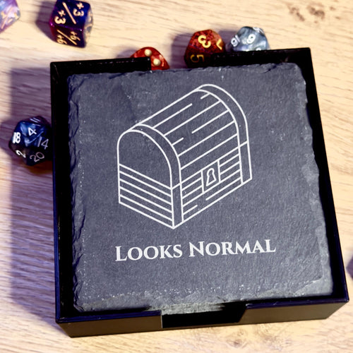 D&D Mimic Slate Coaster Set with Holder - product photo 1